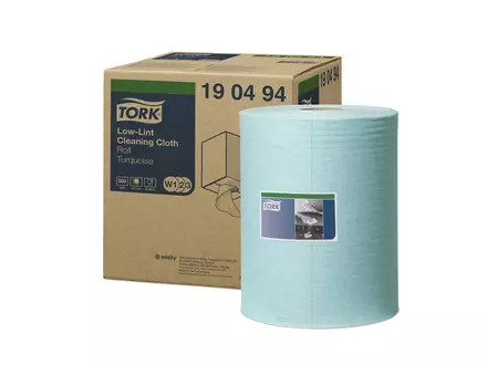 Tork poetsdoekrol Low-Lint Combi Rol 1-laags W1 W2 W3 blauw