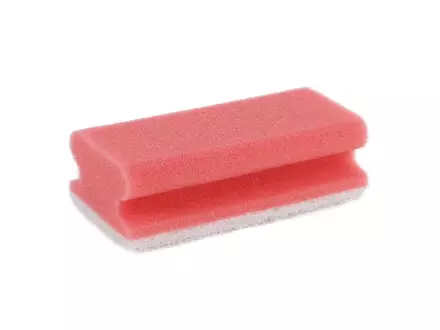 Schuurspons met handgreep 140x70x45 mm rood-wit